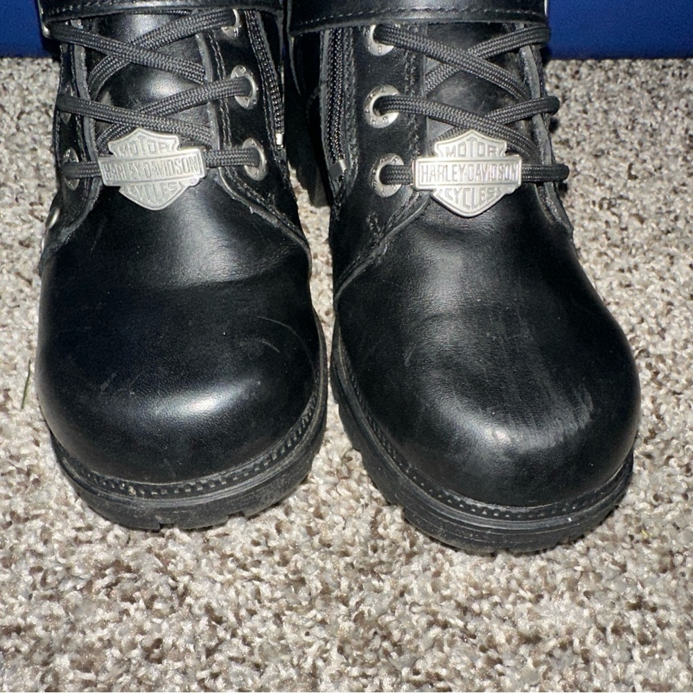 Harley Davidson black leather biker boots size 7M - Picture 5 of 9